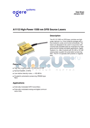 A1112 datasheet - A1112 High-Power 1550 nm DFB Source Lasers