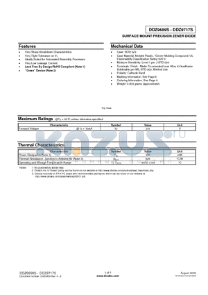 DDZ9701S datasheet - SURFACE MOUNT PRECISION ZENER DIODE