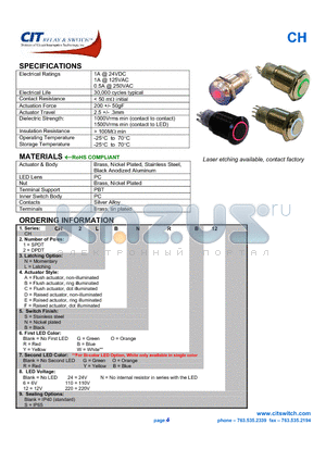 CH1NBB datasheet - CIT SWITCH