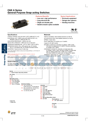 ASGGC2A04AC datasheet - General Purpose Snap-acting Switches