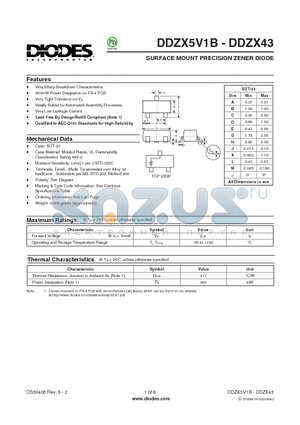 DDZX8V2C datasheet - SURFACE MOUNT PRECISION ZENER DIODE