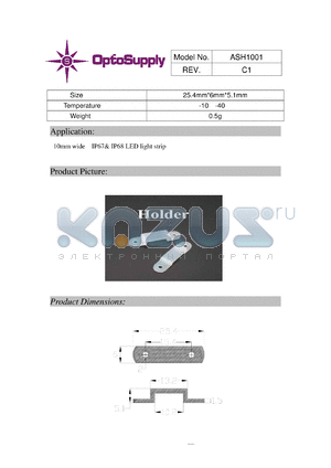 ASH1001 datasheet - 10mm wide IP67& IP68 LED light strip