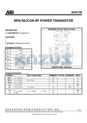 ASI10521 datasheet - NPN SILICON RF POWER TRANSISTOR