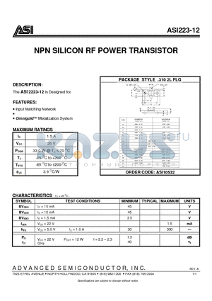 ASI10532 datasheet - NPN SILICON RF POWER TRANSISTOR