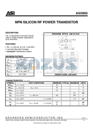 ASI10540 datasheet - NPN SILICON RF POWER TRANSISTOR