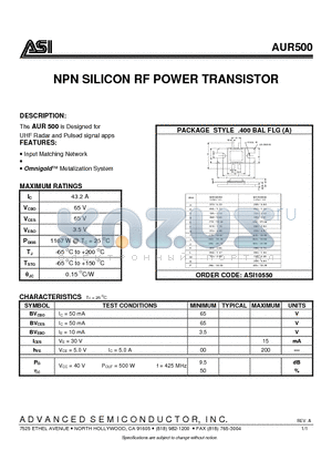 ASI10550 datasheet - NPN SILICON RF POWER TRANSISTOR