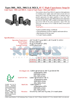 380LX393M035A062 datasheet - High-Capacitance Snap-In