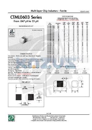 CTML0603 datasheet - Multi-layer Chip Inductors - Ferrite