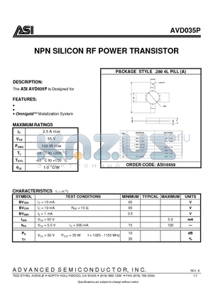 ASI10559 datasheet - NPN SILICON RF POWER TRANSISTOR