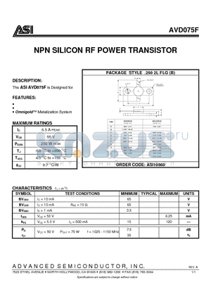 ASI10560 datasheet - NPN SILICON RF POWER TRANSISTOR