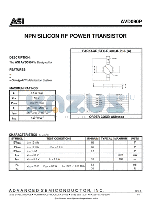 ASI10563 datasheet - NPN SILICON RF POWER TRANSISTOR