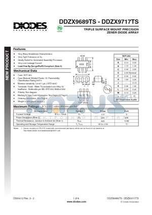 DDZX9707TS-7 datasheet - TRIPLE SURFACE MOUNT PRECISION ZENER DIODE ARRAY