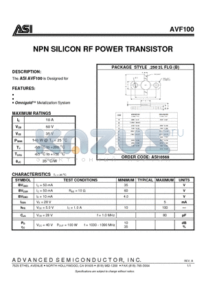 ASI10569 datasheet - NPN SILICON RF POWER TRANSISTOR