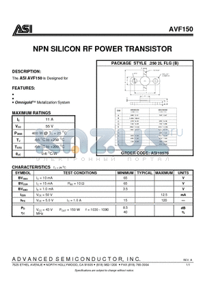 ASI10570 datasheet - NPN SILICON RF POWER TRANSISTOR