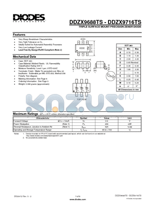 DDZX9712TS datasheet - TRIPLE SURFACE MOUNT PRECISION ZENER DIODE