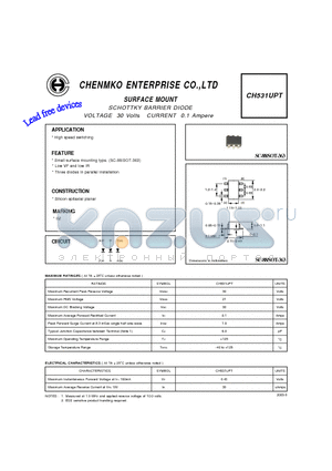 CH531UPT datasheet - SCHOTTKY BARRIER DIODE VOLTAGE 30 Volts CURRENT 0.1 Ampere