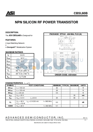 ASI10584 datasheet - NPN SILICON RF POWER TRANSISTOR