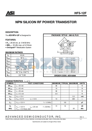 ASI10590 datasheet - NPN SILICON RF POWER TRANSISTOR
