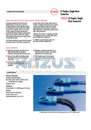 106025-2320 datasheet - LC Duplex Single-Boot Connector