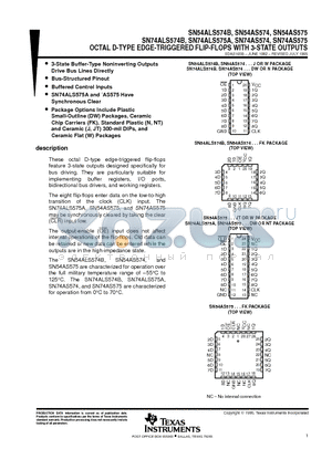 74ALS574 datasheet - OCTAL D-TYPE EDGE-TRIGGERED FLIP-FLOPS WITH 3-STATE OUTPUTS