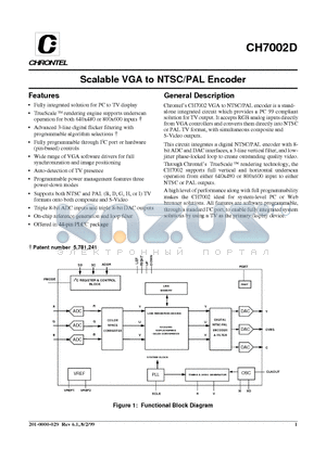 CH7002D datasheet - Scalable VGA to NTSC/PAL Encoder