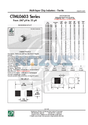 CTML0603-R18M datasheet - Multi-layer Chip Inductors - Ferrite