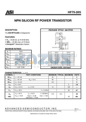 ASI10607 datasheet - NPN SILICON RF POWER TRANSISTOR