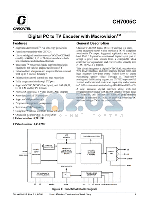 CH7005C-V datasheet - Digital PC to TV Encoder with Macrovision
