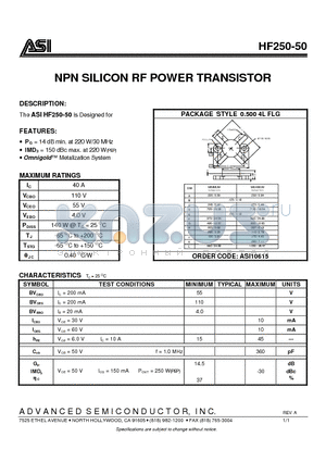 ASI10615 datasheet - NPN SILICON RF POWER TRANSISTOR