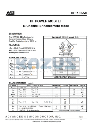 ASI10617 datasheet - N-Channel Enhancement Mode HF POWER MOSFET