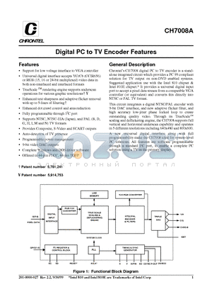 CH7008A-V datasheet - Digital PC to TV Encoder Features