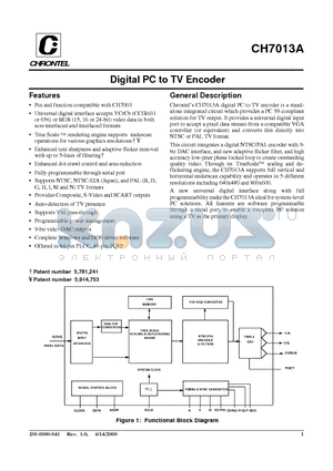 CH7013A-T datasheet - Digital PC to TV Encoder