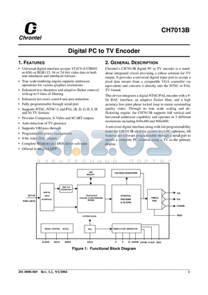 CH7013B datasheet - Digital PC to TV Encoder