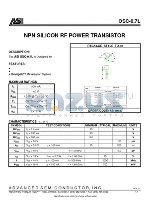 ASI10637 datasheet - NPN SILICON RF POWER TRANSISTOR