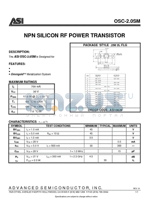 ASI10639 datasheet - NPN SILICON RF POWER TRANSISTOR