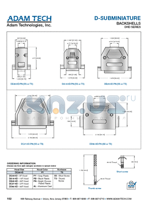 DE09-HD-PB-SS datasheet - D-SUBMINIATURE BACKSHELLS