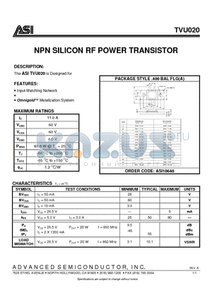 ASI10648 datasheet - NPN SILICON RF POWER TRANSISTOR