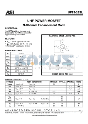 ASI10664 datasheet - UHF POWER MOSFET N-Channel Enhancement Mode