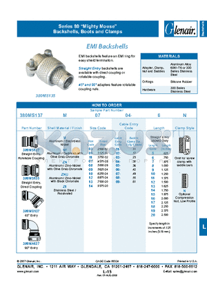 380MA137NF1102-6N datasheet - Backshells, Boots and Clamps