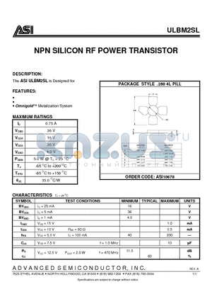 ASI10678 datasheet - NPN SILICON RF POWER TRANSISTOR