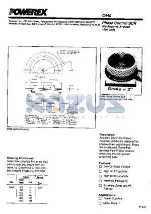 C440N datasheet - Phase Control SCR 900 Amperes Average 1600 Volts