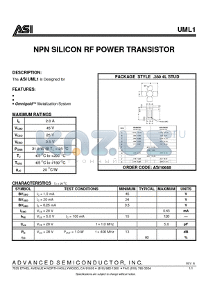 ASI10688 datasheet - NPN SILICON RF POWER TRANSISTOR