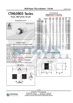 CTML0805-120K datasheet - Multi-layer Chip Inductors - Ferrite