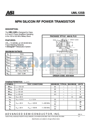 ASI10699 datasheet - NPN SILICON RF POWER TRANSISTOR