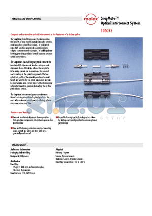 106073-0023 datasheet - SnapMate Optical Interconnect System