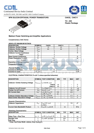 C44C8 datasheet - NPN SILICON EPITAXIAL POWER TRANSISTORS