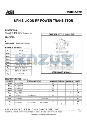 ASI10721 datasheet - NPN SILICON RF POWER TRANSISTOR