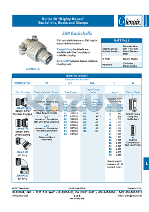 380MB137M1601-6N datasheet - Backshells, Boots and Clamps