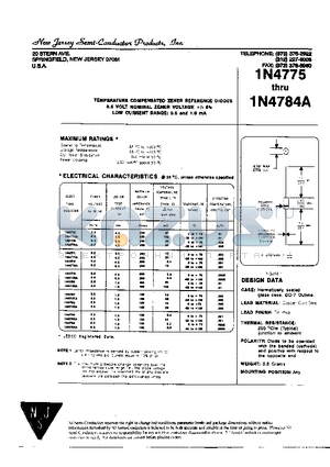 1N4780 datasheet - TEMPERATURE COMPENSATED ZENER REFERENCE DIODES