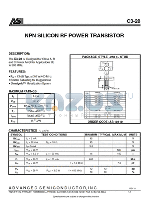 ASI10810 datasheet - NPN SILICON RF POWER TRANSISTOR